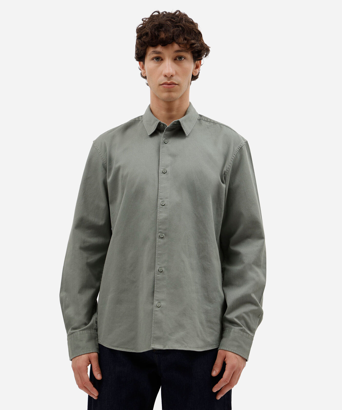 camisa masculina de sarja manga longa verde