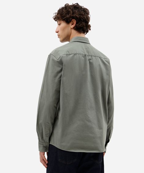 camisa masculina de sarja manga longa verde