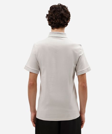 polo masculina slim de malha piquet cinza