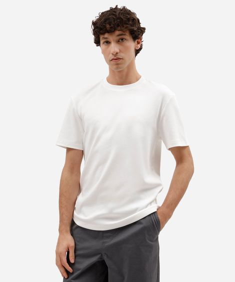 camiseta slim fit masculina de algodão peruano manga curta branca