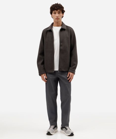 calça jogger chino masculina de sarja cós elástico cinza