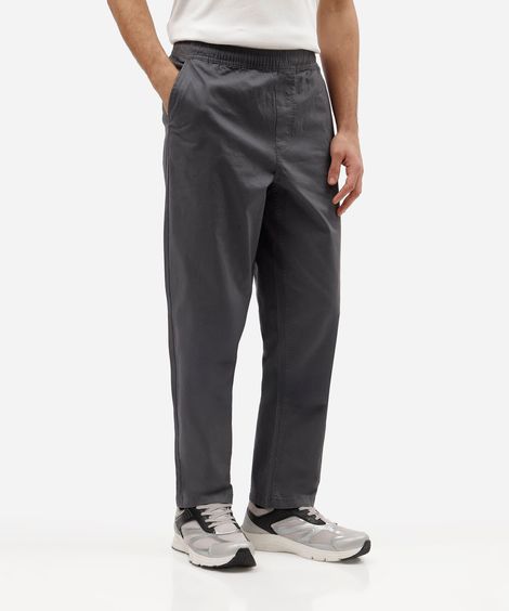 calça jogger chino masculina de sarja cós elástico cinza