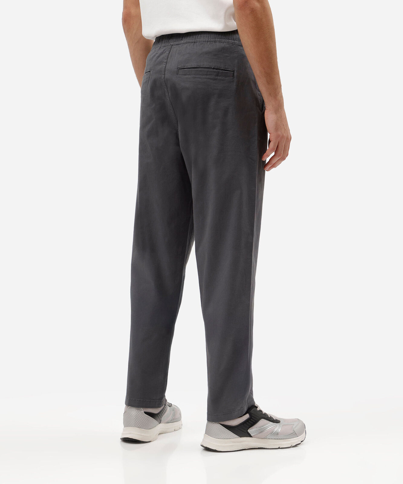 calça jogger chino masculina de sarja cós elástico cinza