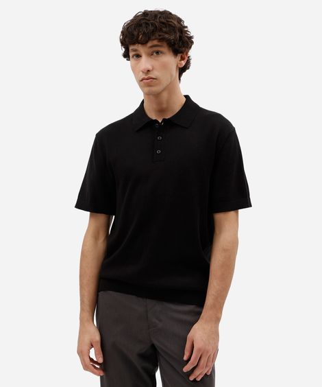 polo masculina de tricot manga curta preta