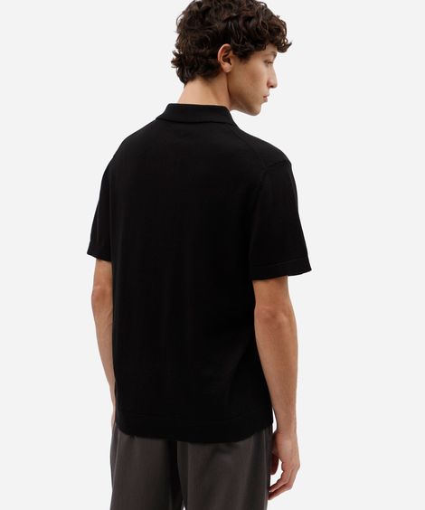 polo masculina de tricot manga curta preta
