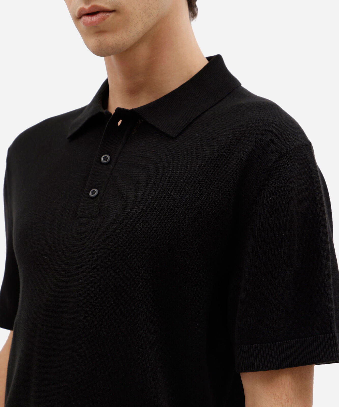 polo masculina de tricot manga curta preta