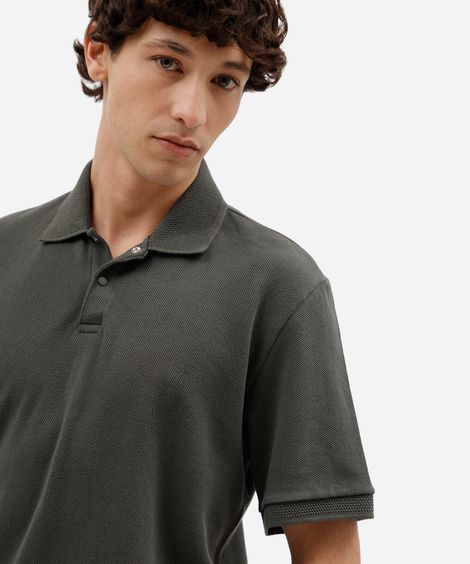 polo masculina de algodão manga curta texturizada verde