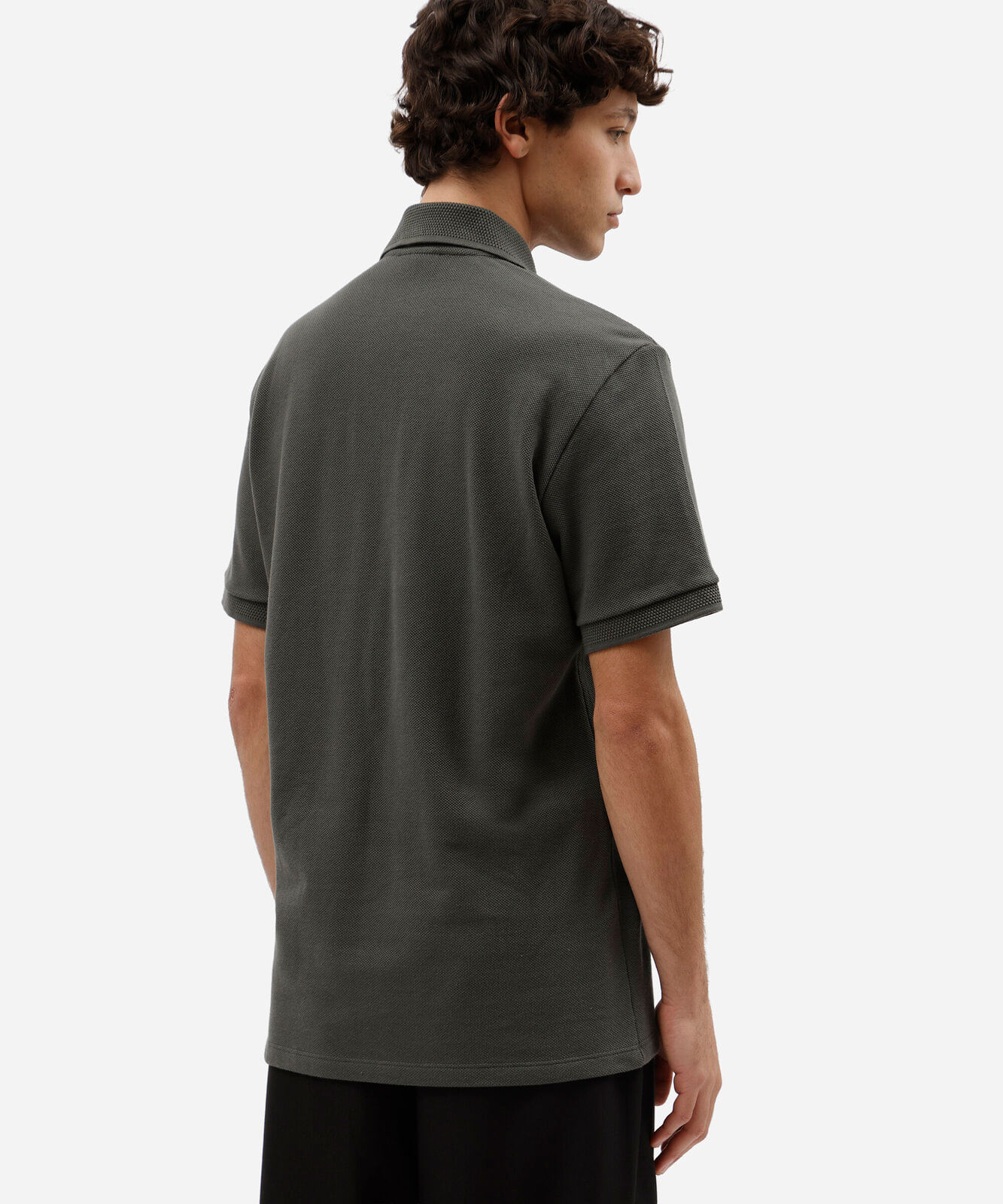 polo masculina de algodão manga curta texturizada verde
