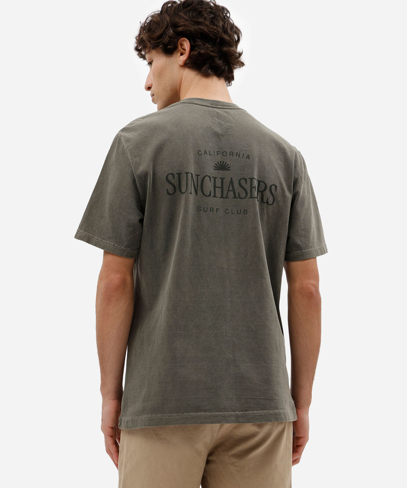 camiseta masculina de algodão manga curta estonada estampada verde