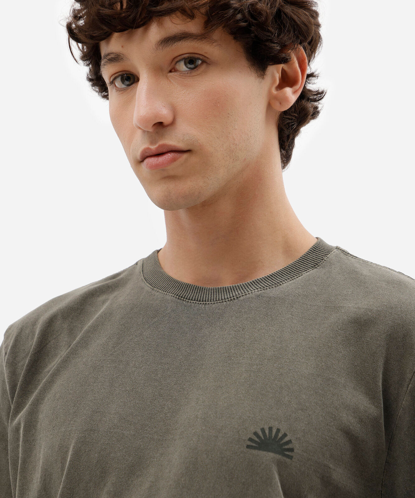 camiseta masculina de algodão manga curta estonada estampada verde