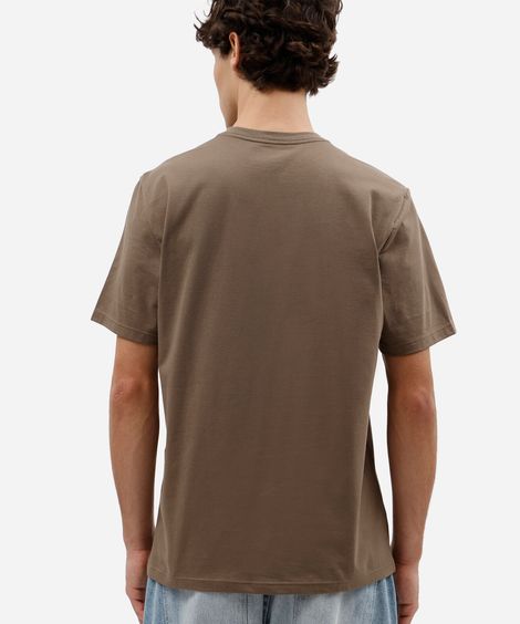 camiseta masculina de algodão básica manga curta bege