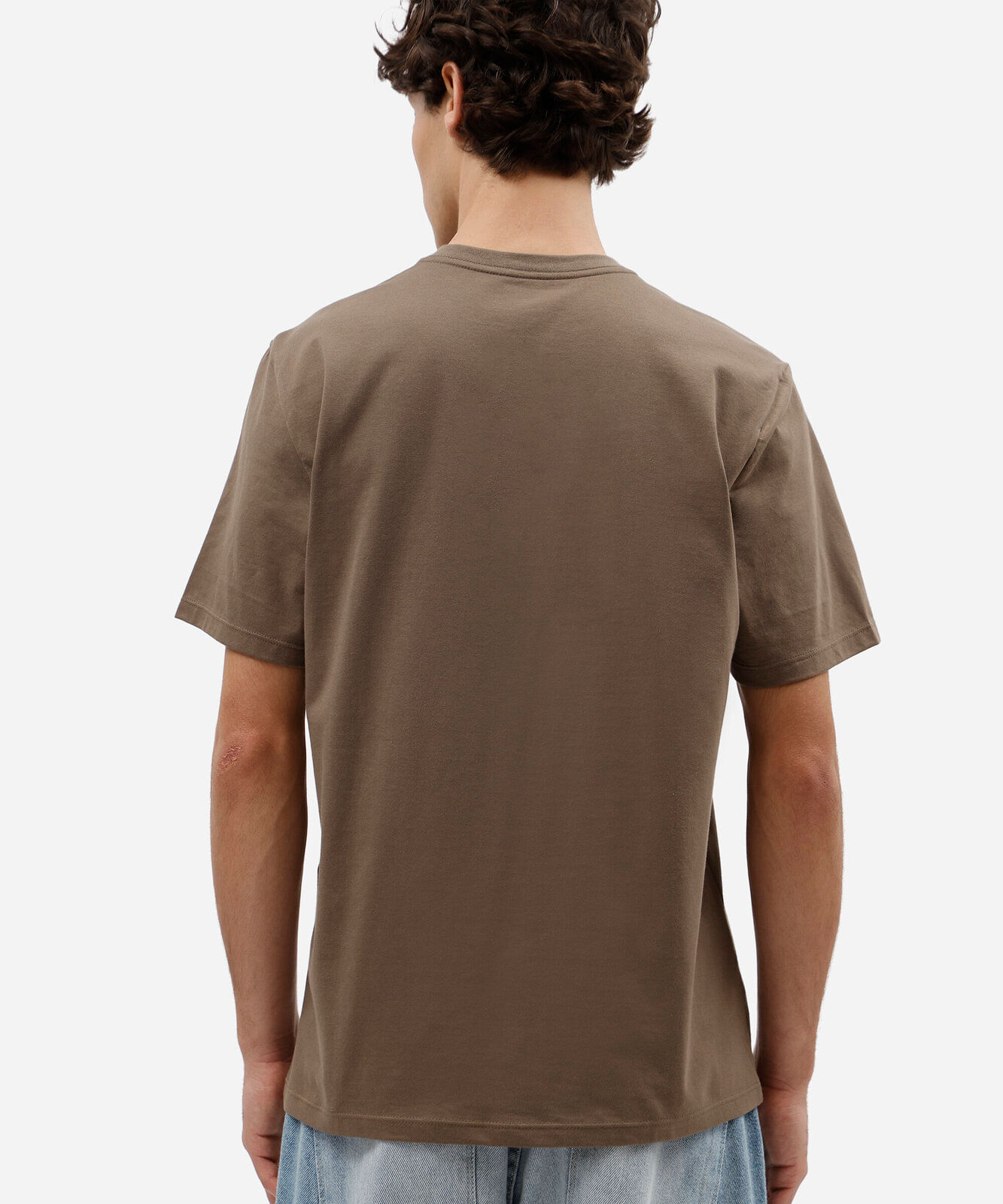 camiseta masculina de algodão básica manga curta bege