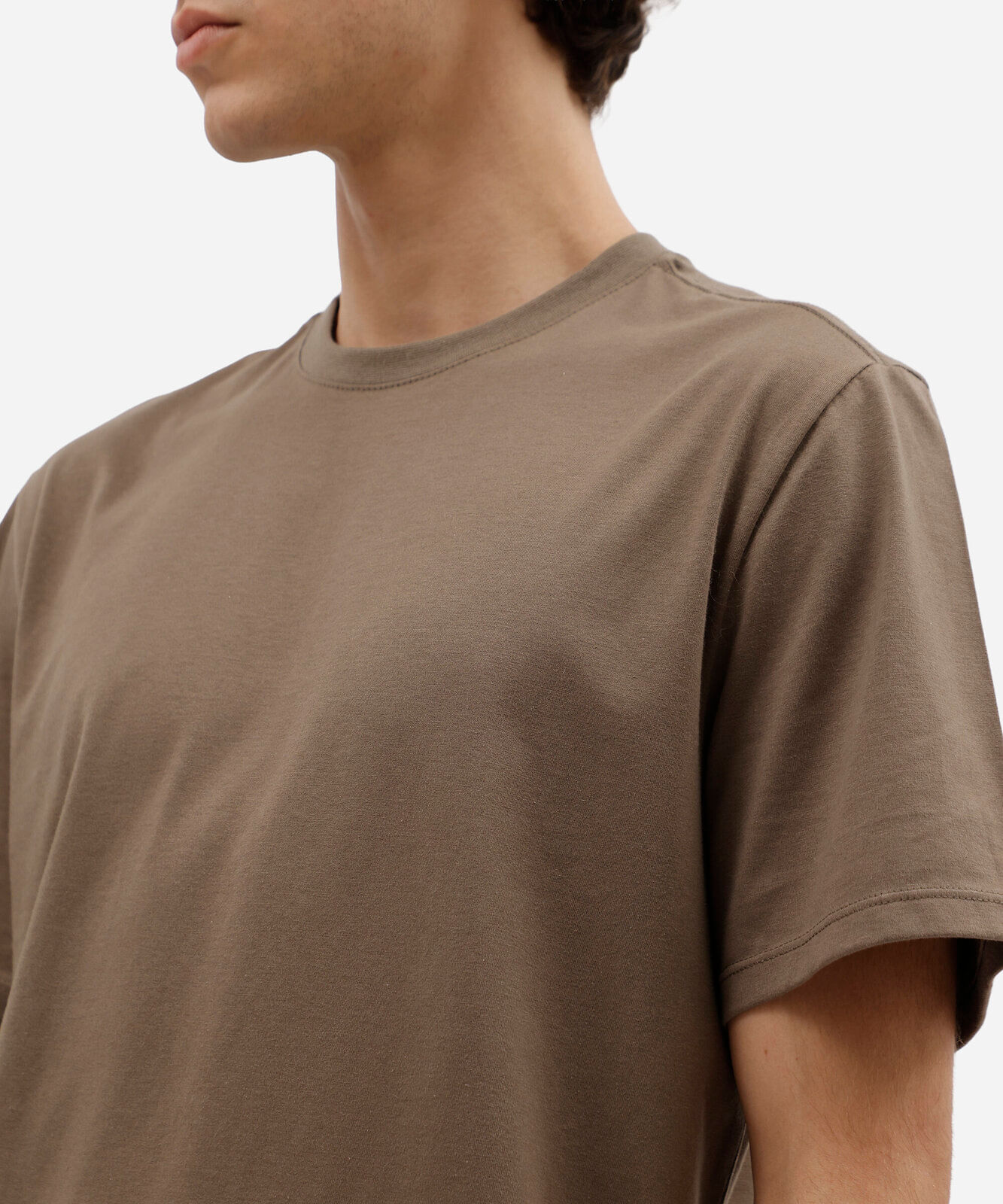 camiseta masculina de algodão básica manga curta bege