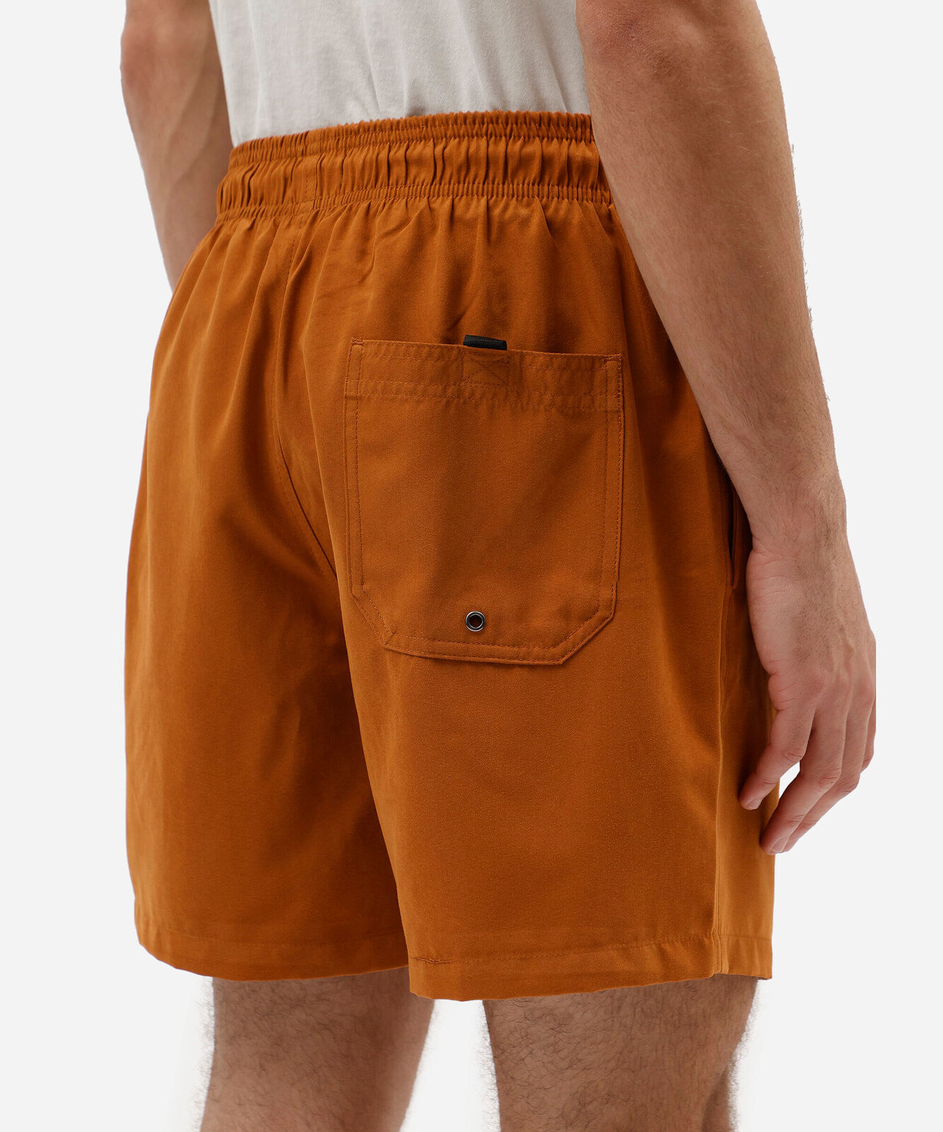 bermuda masculina em suede com bolsos elástico e cordão laranja