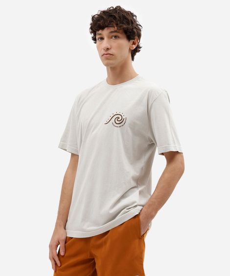 camiseta masculina de algodão manga curta estampada bege