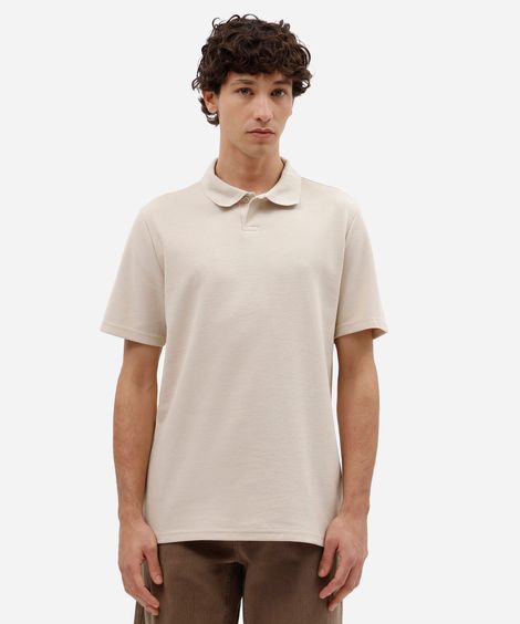 polo masculina texturizada bege