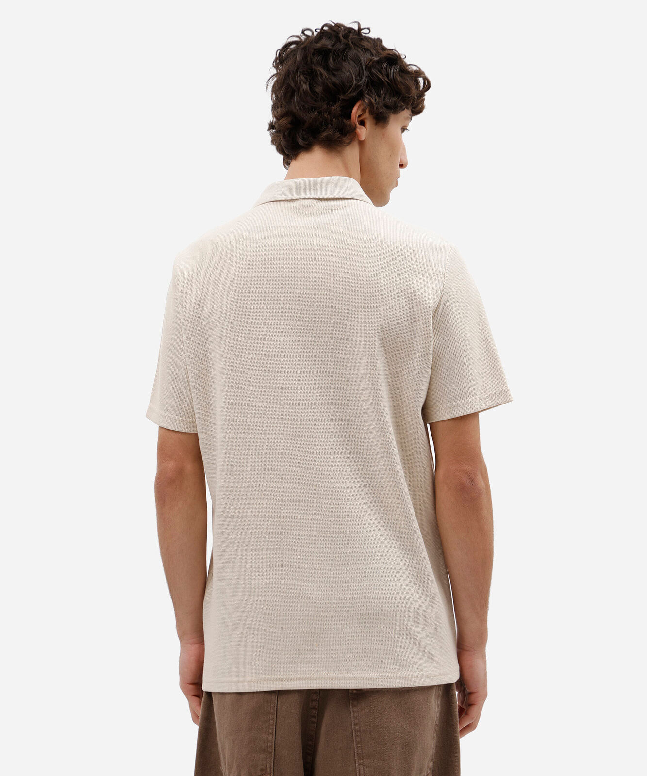 polo masculina texturizada bege