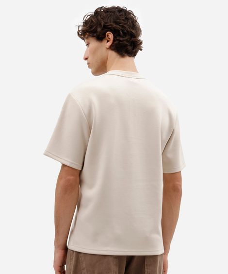 camiseta masculina com viscose gola henley manga curta bege