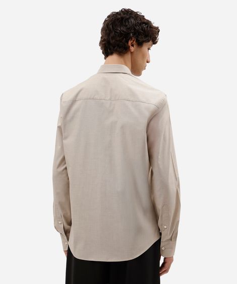 camisa masculina com algodão manga longa bege