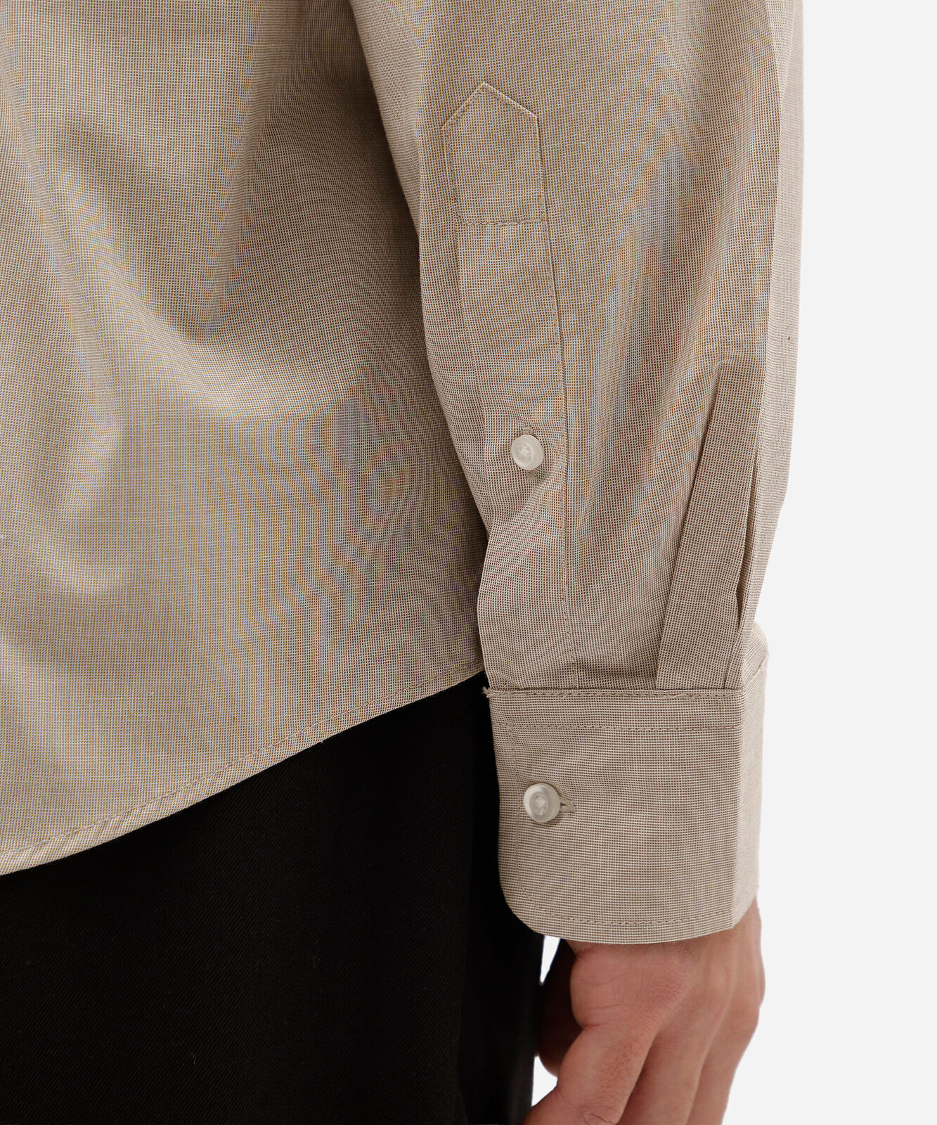 camisa masculina com algodão manga longa bege