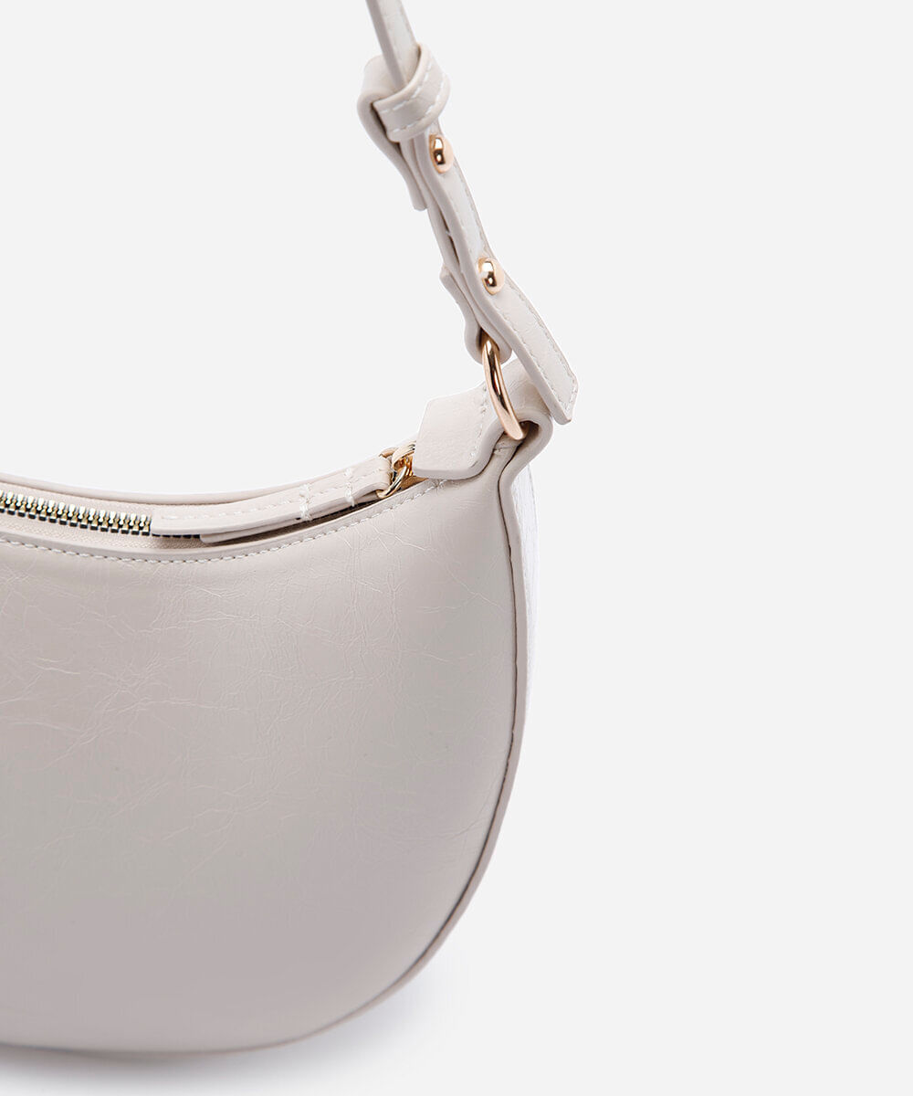 bolsa baguete alça fina off white