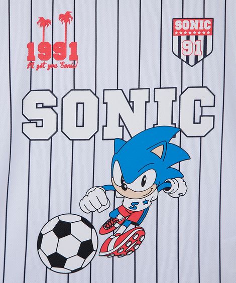 conjunto curto infantil manga curta listrado sonic branco
