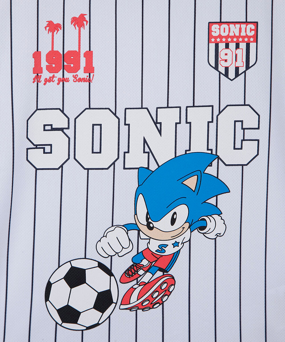 conjunto curto infantil manga curta listrado sonic branco