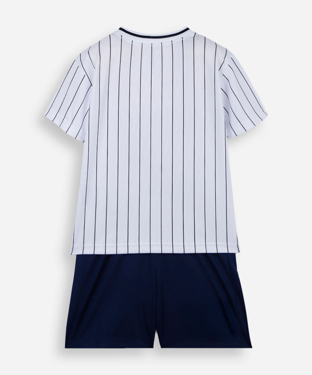 conjunto curto infantil manga curta listrado sonic branco