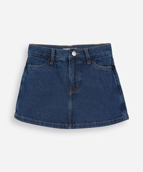 short saia infantil jeans azul