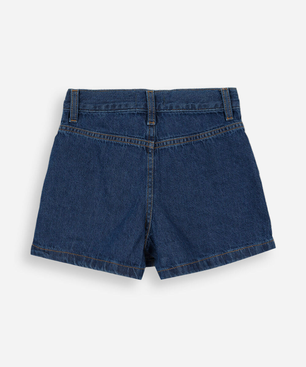 short saia infantil jeans azul