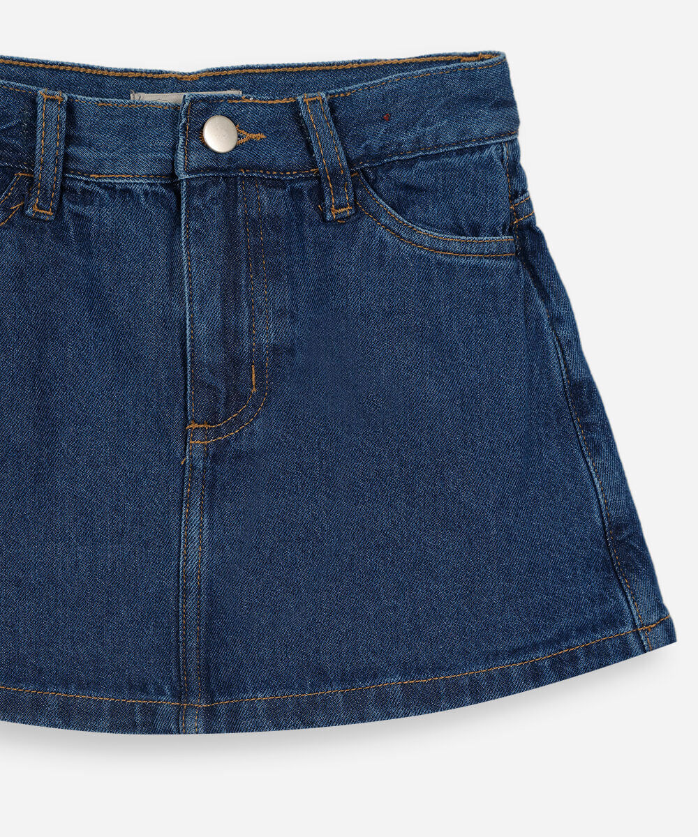 short saia infantil jeans azul