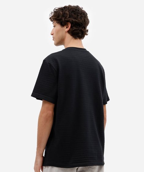 camiseta masculina com algodão manga curta canelada preta