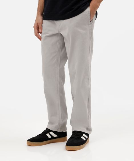 calça relaxed masculina de sarja cós elástico cinza