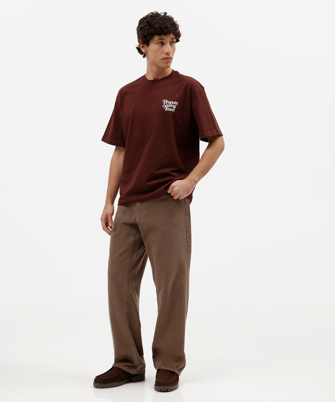 camiseta masculina de algodão manga curta snoopy vinho