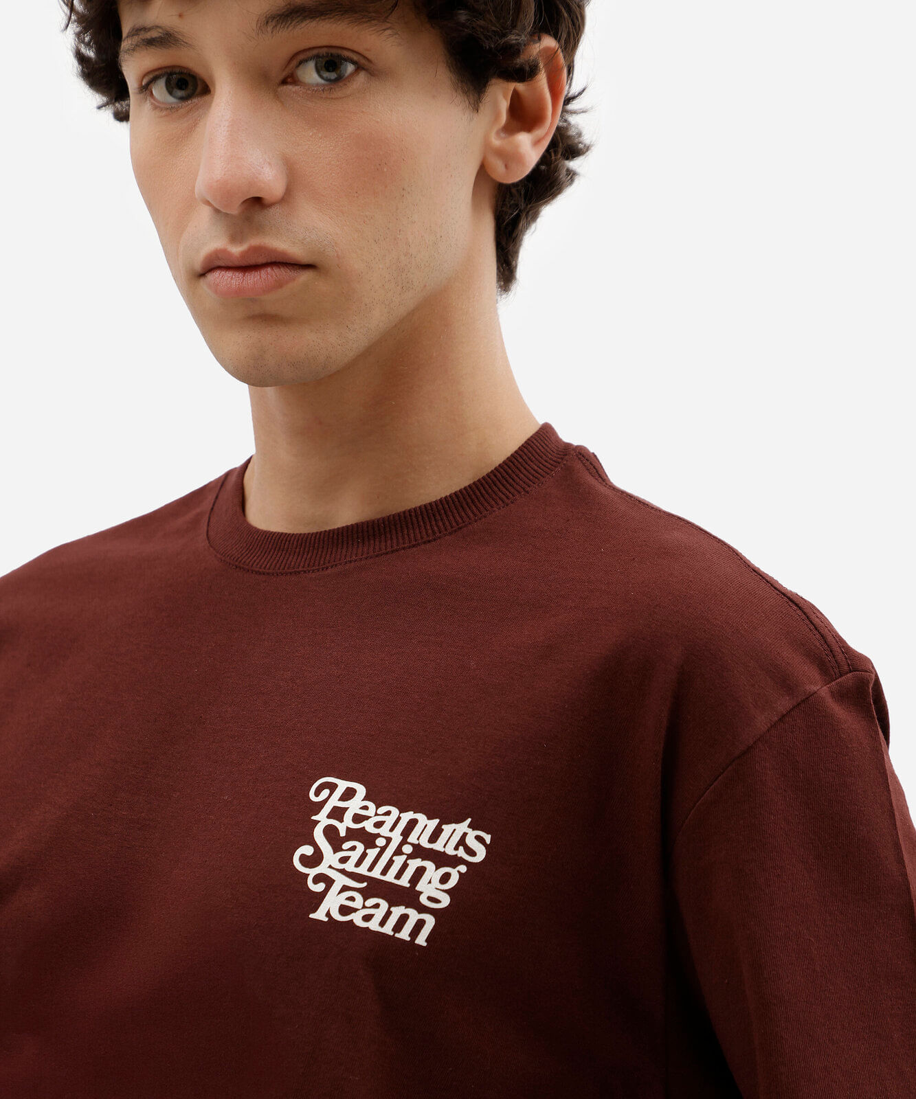 camiseta masculina de algodão manga curta snoopy vinho