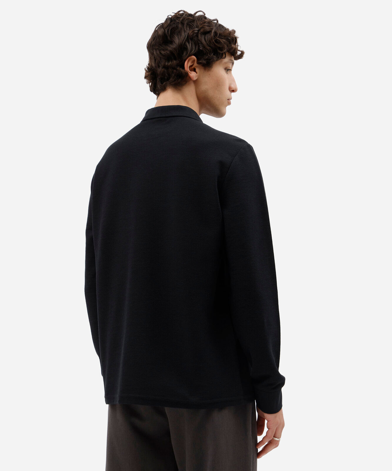 polo masculina com algodão e zíper manga longa preta