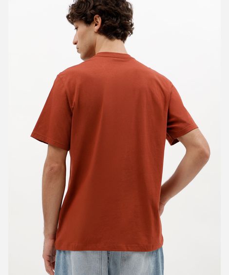 camiseta masculina de algodão básica manga curta laranja