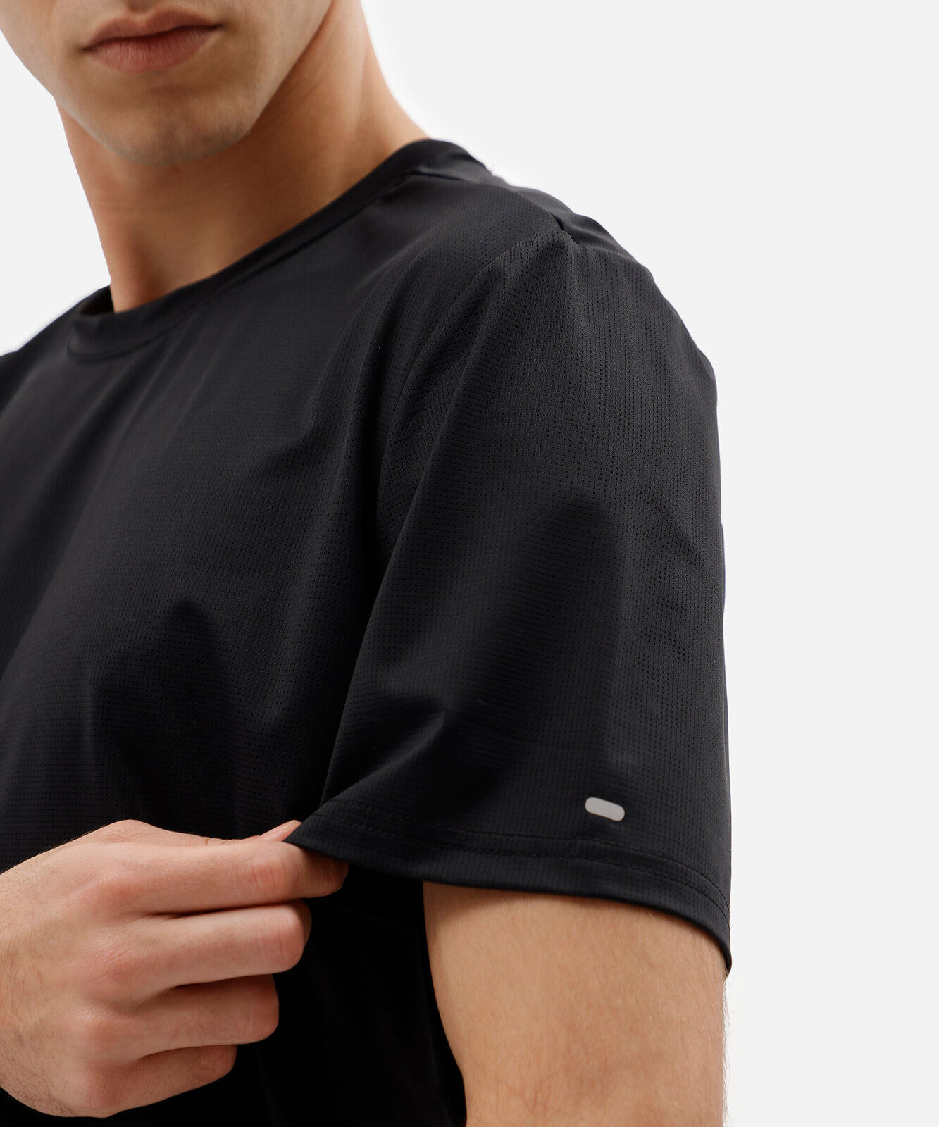 camiseta masculina de poliamida manga curta esportiva preta