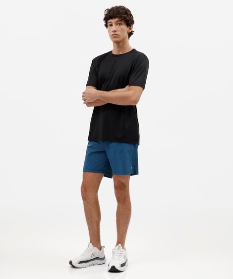 short masculino esportivo de poliamida azul