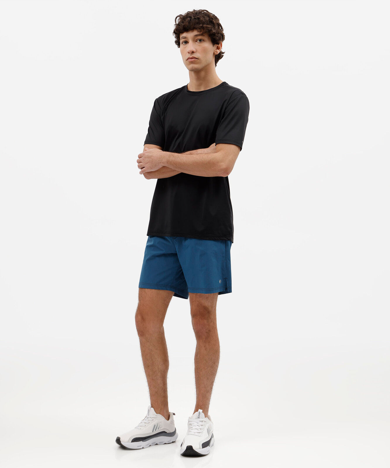 short masculino esportivo de poliamida azul