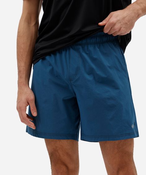 short masculino esportivo de poliamida azul