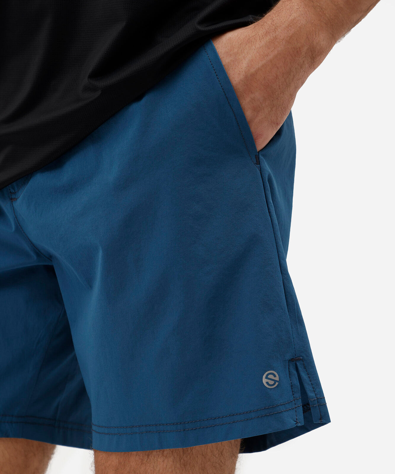 short masculino esportivo de poliamida azul