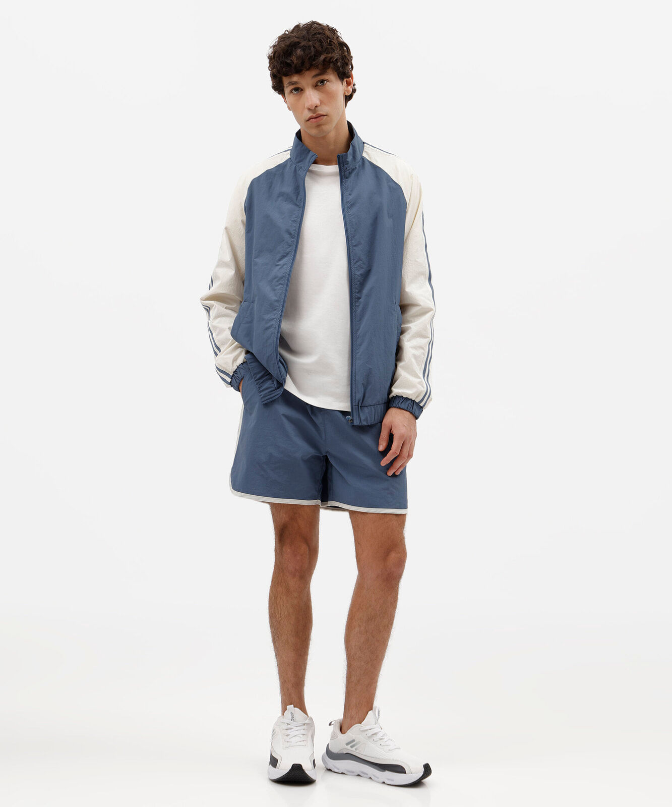 short esportivo masculino de poliamida cós elástico azul