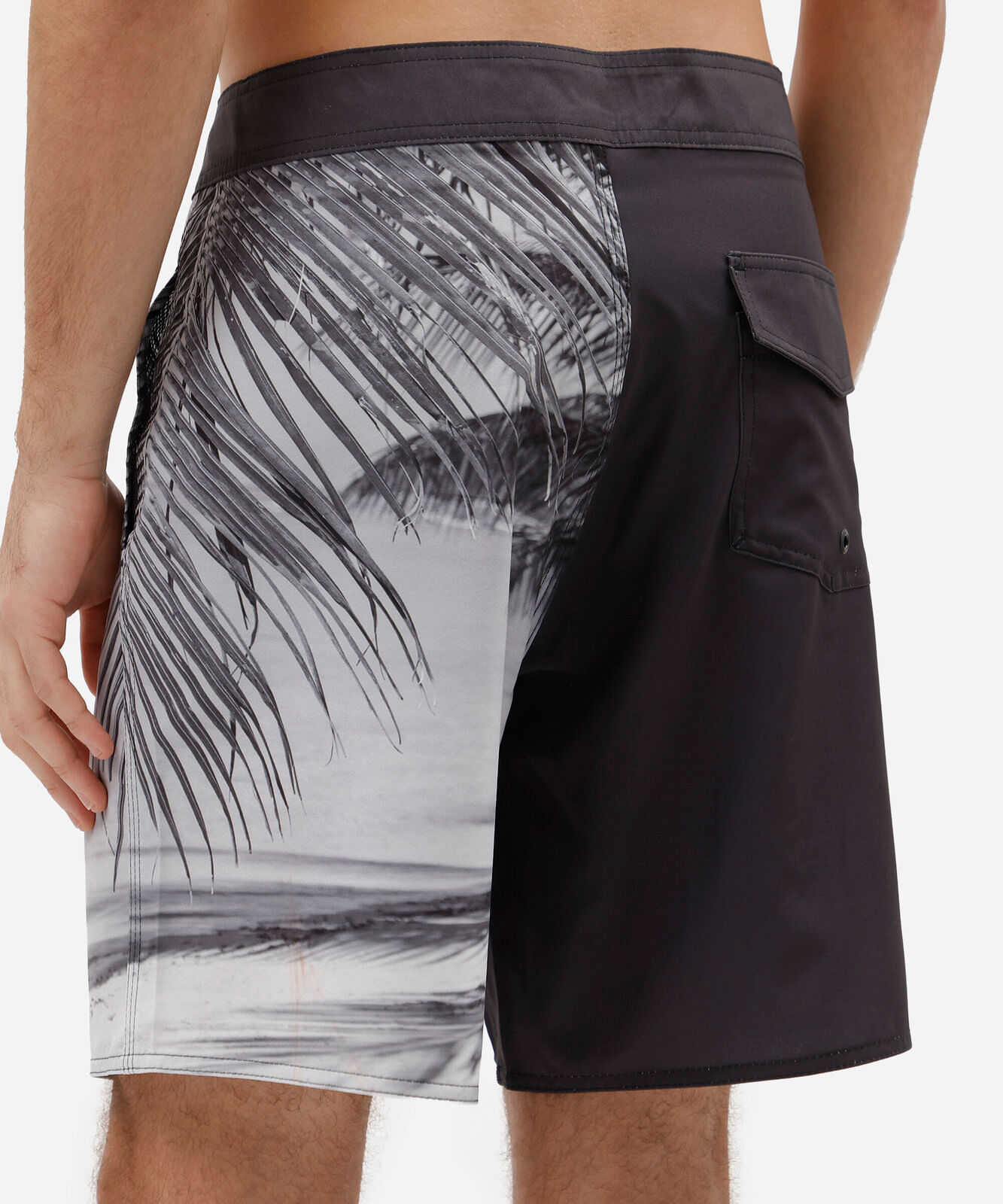 short boardshort masculino folhagens preto