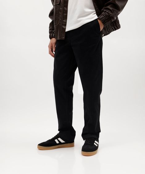 calça jogger chino masculina de sarja cós elástico preta
