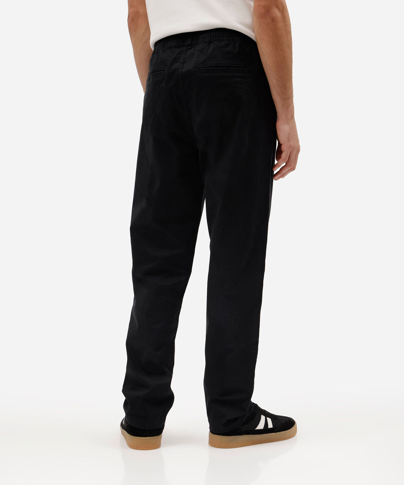 calça jogger chino masculina de sarja cós elástico preta