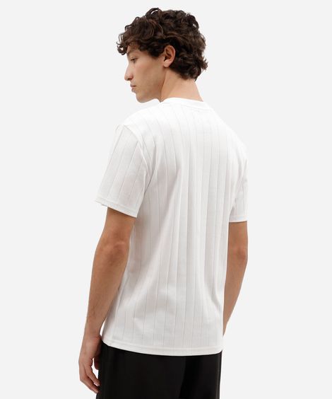 camiseta slim fit masculina de algodão peruano manga curta canelada off white