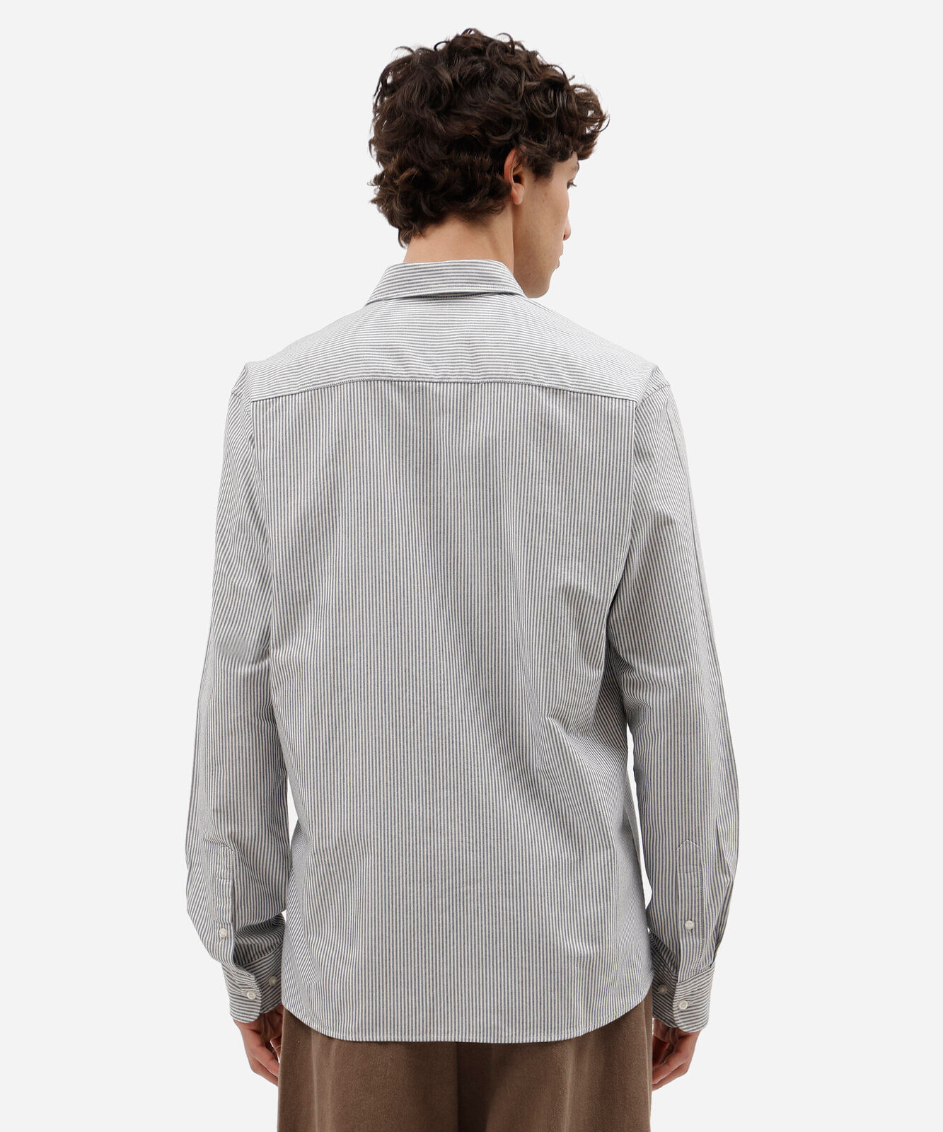 camisa masculina de algodão manga longa listrada azul