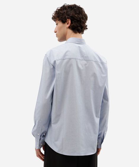 camisa masculina com algodão manga longa azul