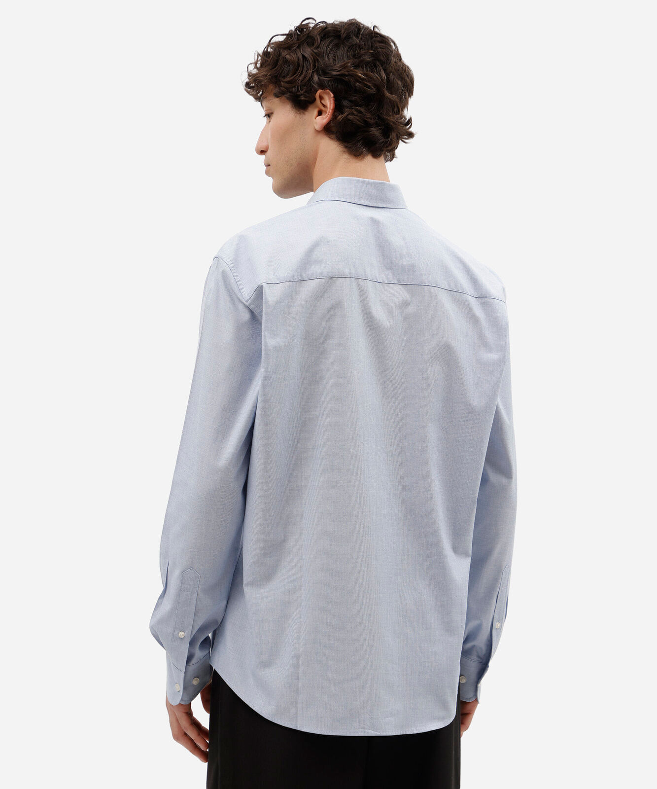 camisa masculina com algodão manga longa azul